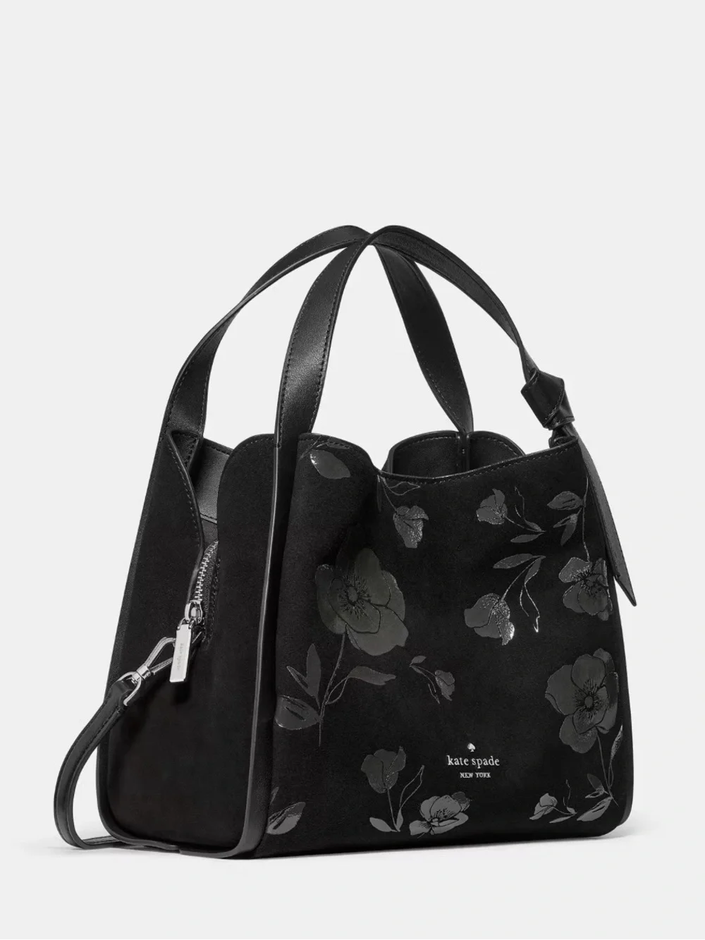 NWT KATE SPADE Knott Floral Suede Carryall Bag